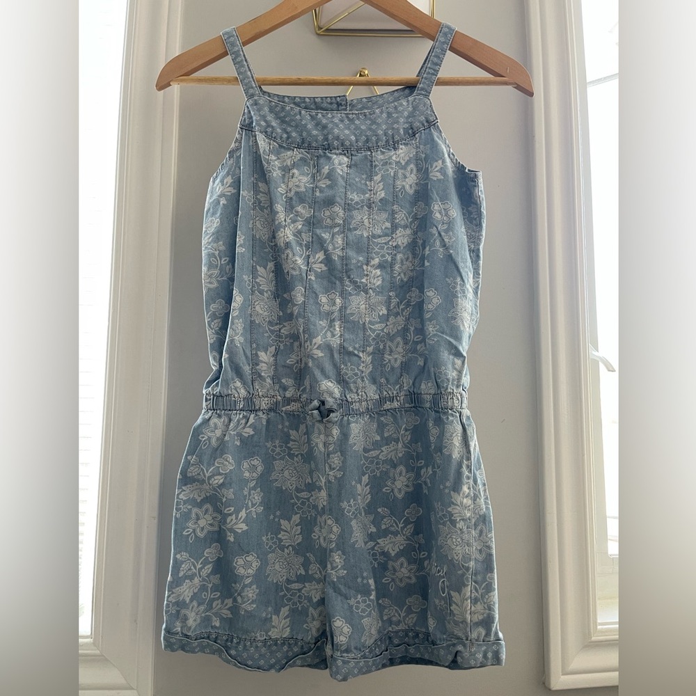 Girl’s Juicy Couture Size Large (10-12) Chambray Floral Romper